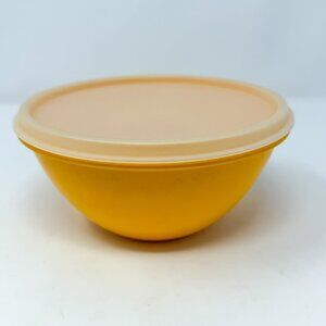 Tupperware Harvest Gold Bowl #234-11 w/lid 227-80 Vintage 1970s Mid-Century